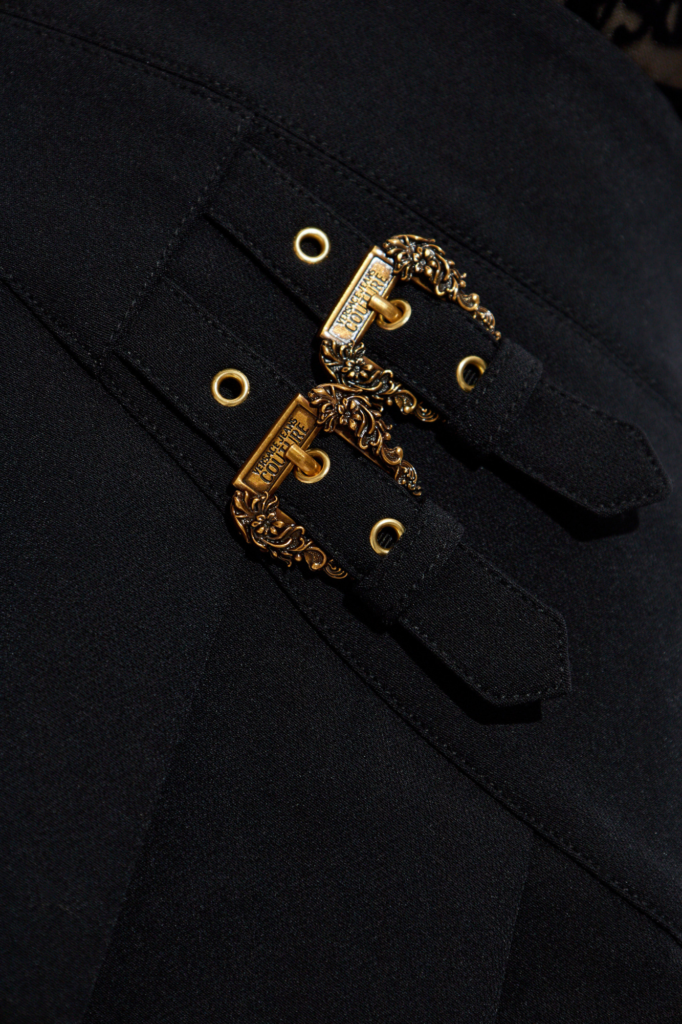 Black Skirt with decorative slit Versace Jeans Couture